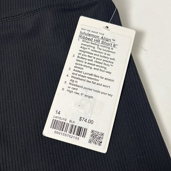 Lululemon NWT Align High-Rise Ribbed Short 6" Black - Picture 4 of 7